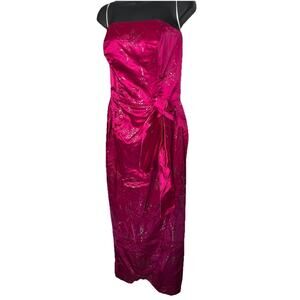 Vintage Loralie Original Dress Strapless Magenta Pink Sheath Glitter Tag Size 12
